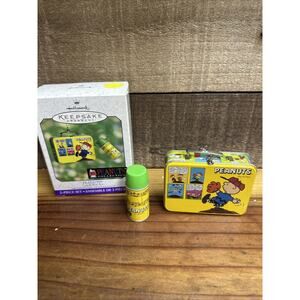 NEW Hallmark Peanuts Lunch Box Thermos 2 Piece Set Keepsake Ornament 2000